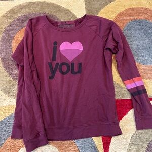 Free City Life Nature Love Maroon Crewneck Sweatshirt Top Women’s Size Medium